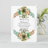 Geel en Sinaasappel Waterverf Bloemen bruidsmeisje Kaart (Staand voorkant)