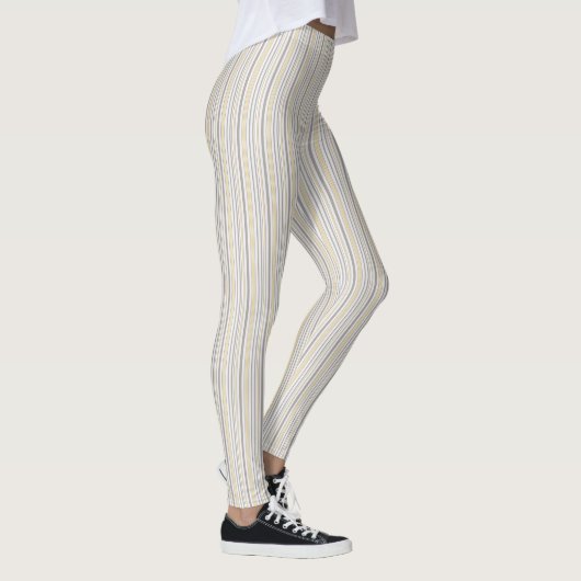 Geel en Tan Striped Patroon Leggings (Rechts)