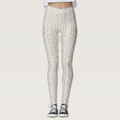 Geel en Tan Striped Patroon Leggings (Voorkant)