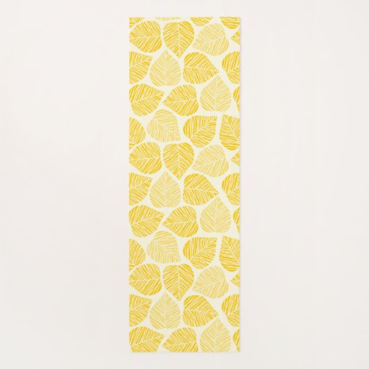 Geel en Taupe Leaf Natural Trendy Monogram Yogamat (Achterkant)