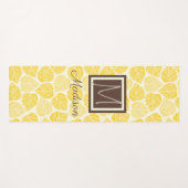 Geel en Taupe Leaf Natural Trendy Monogram Yogamat (Voorkant (horizontaal))