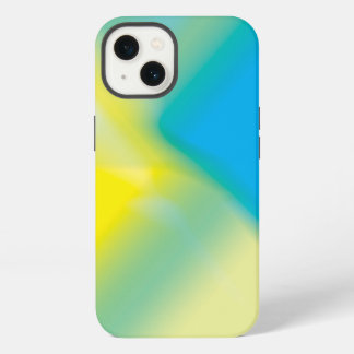 Geel en turkooisblauw abstracte gloed iphone 13 hoesje
