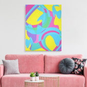 Geel en Turquoise Beweging Abstract Canvasprint Canvas Afdruk (Insitu (Woonkamer))