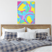 Geel en Turquoise Beweging Abstract Canvasprint Canvas Afdruk (Insitu (Slaapkamer))