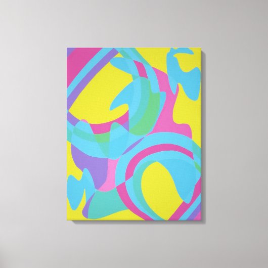 Geel en Turquoise Beweging Abstract Canvasprint Canvas Afdruk (Voorkant)