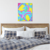 Geel en Turquoise Beweging Abstract Canvasprint Canvas Afdruk (Insitu (Slaapkamer))