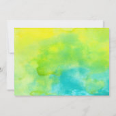 Geel en Turquoise Blue Waterverf Wedding Kaart (Achterkant)