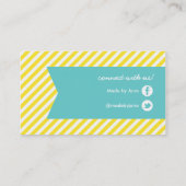 Geel en turquoise moderne strepen & lint visitekaartje (Achterkant)