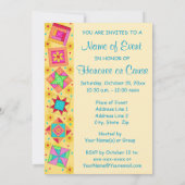 Geel en Turquoise Patchwork Quilt Block Art Kaart (Achterkant)