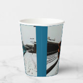 Geel en Turquoise trein Papieren beker (Rechts)