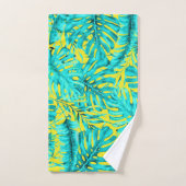 Geel en Turquoise Tropical Palm Leaves Island Bad Handdoek (Handdoek)