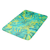 Geel en Turquoise Tropical Palm Leaves Island Badmat (Gekanteld)