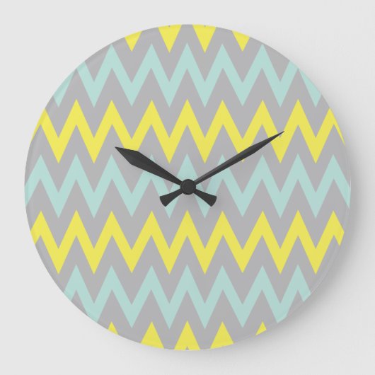 Geel en Turquoise Wall Clock Grote Klok (Voorkant)