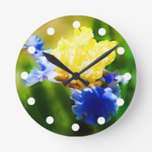 Geel en Violet Iris Clock