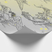 GEEL EN VLIEGTUIGEN MET EEN WRAPPINGSPAPIER CADEAUPAPIER (Hoek)