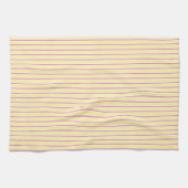 Geel en warm roze stripes keukenhanddoek (Horizontaal)