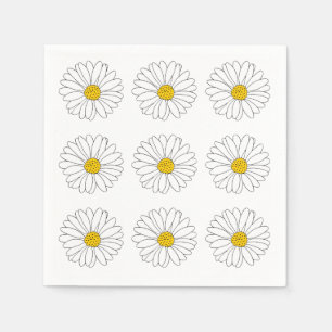 Geel en White Daisy Pattern Napkins Servet