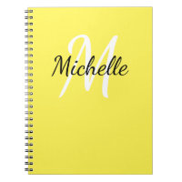 Geel en wit aangepast monogram Cute Notitieboek