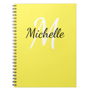 Geel en wit aangepast monogram Cute Notitieboek