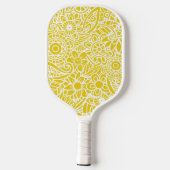Geel en wit Abstract Floral Tropisch Hawaiian Pickleball Paddle (Achterkant)