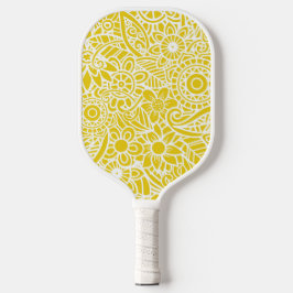 Geel en wit Abstract Floral Tropisch Hawaiian Pickleball Paddle