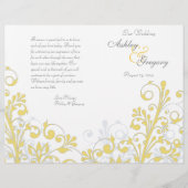 Geel en wit Abstract Floral Wedding Programme (Voorkant)