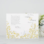 Geel en wit Abstract Floral Wedding Programme (Staand voorkant)