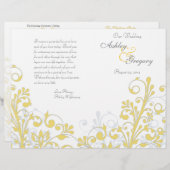 Geel en wit Abstract Floral Wedding Programme (Voorkant / Achterkant)