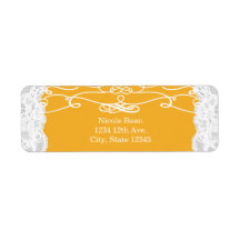 Geel en wit Adresetiket Elegant Wedding