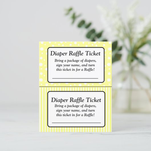 Geel en wit Baby shower Raffle Ticket (Staand voorkant)