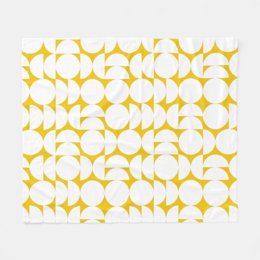 Geel en wit Bauhaus cirkels Fleece Deken (Voorkant (Horizontaal))