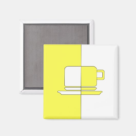 Geel en wit bekertje magneet (Voorkant / Achterkant)