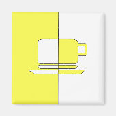 Geel en wit bekertje magneet (Voorkant)