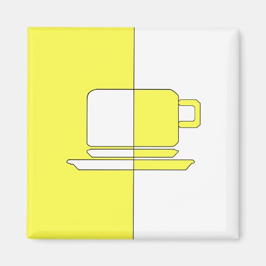 Geel en wit bekertje magneet (Voorkant)