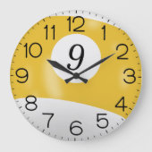 Geel en wit Billiard #9 Ball Grote Klok (Voorkant)