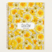 Geel en wit Bloemen Gepersonaliseerde Zonnige Bloe Planner (Voorkant)
