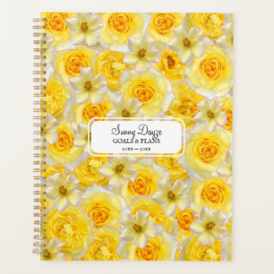 Geel en wit Bloemen Gepersonaliseerde Zonnige Bloe Planner