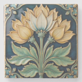 Geel en wit Bloemen Stenen Onderzetter