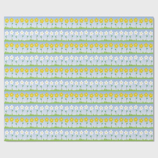 Geel en wit bloemperk papier (Vlak)