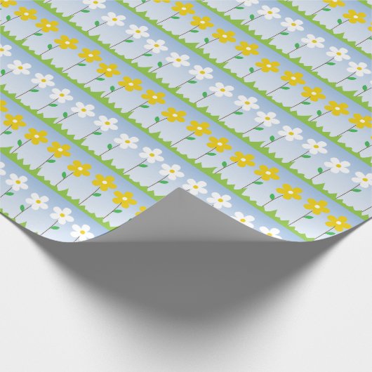 Geel en wit bloemperk papier (Hoek)