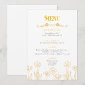 Geel en Wit Bloemstuk voor een Bruiloft Menu (Voorkant / Achterkant)