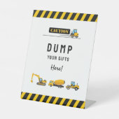 Geel en wit bouwfeest Geschenken ondertekenen Reclamebord Met Voetstuk (Voorkant)