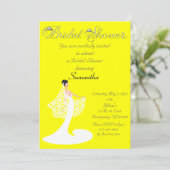 Geel en wit bridal Shower Invitation Kaart (Staand voorkant)