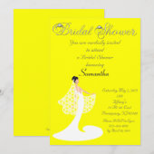 Geel en wit bridal Shower Invitation Kaart (Voorkant / Achterkant)