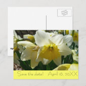 Geel en wit Briefkaart "Save the Date" (Voorkant / Achterkant)