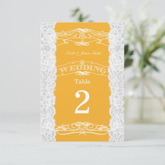 Geel en wit brouwtafelnummer Kaarten (Staand voorkant)