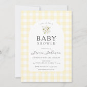 Geel en wit Buffalo Check Plaid Baby shower Kaart (Voorkant)