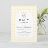 Geel en wit Buffalo Check Plaid Baby shower Kaart (Staand voorkant)