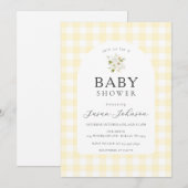 Geel en wit Buffalo Check Plaid Baby shower Kaart (Voorkant / Achterkant)