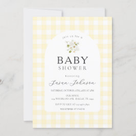Geel en wit Buffalo Check Plaid Baby shower Kaart